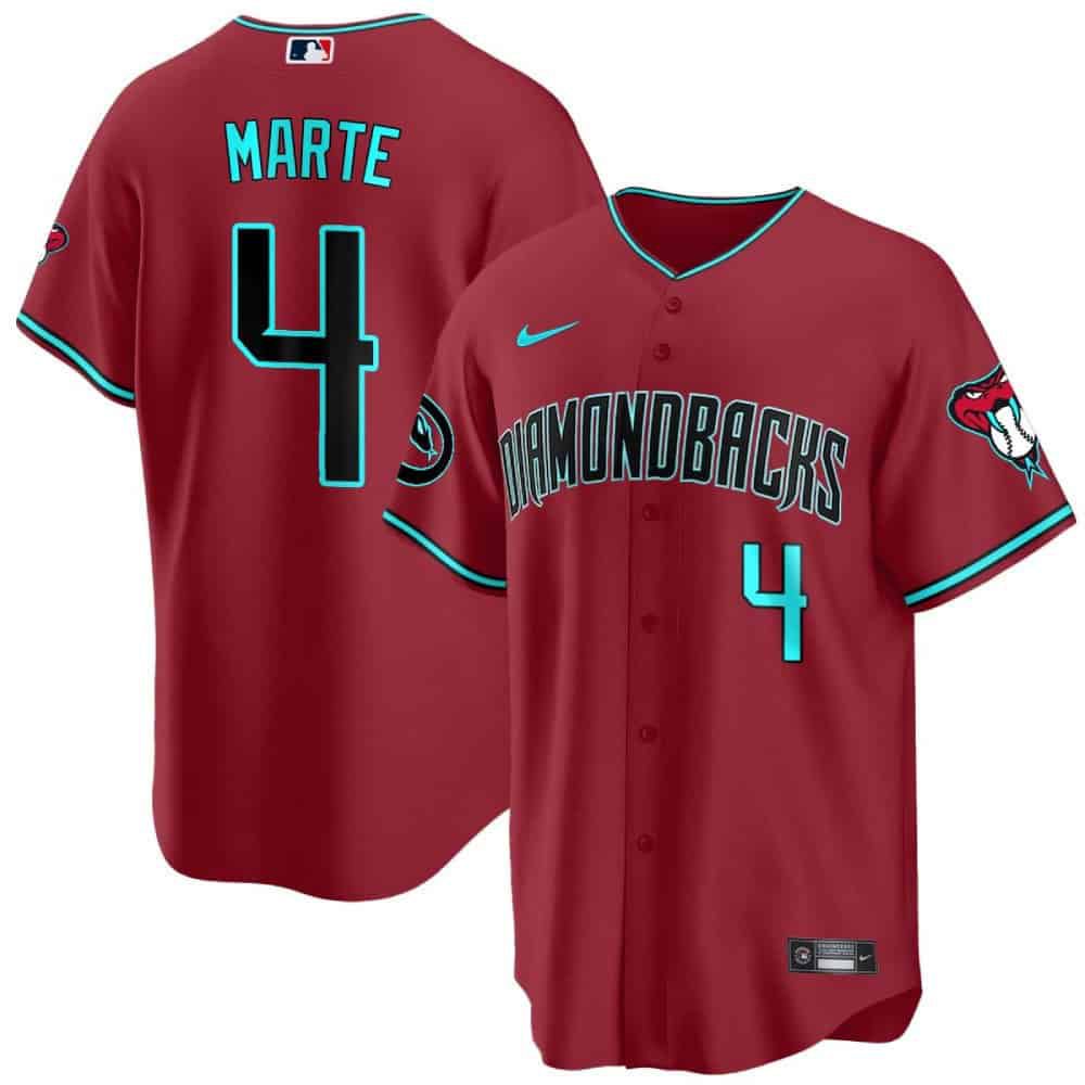 Men Arizona Diamondback #4 Marte Red 2024 Nike Cool Base MLB Jersey